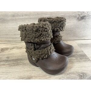 Crocs Nadia Kids Girls Size 7C Brown Classic Outdoor Faux Fur Lined Winter Boots